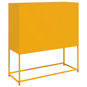 Senfgelbes Stahl Sideboard, 100cm