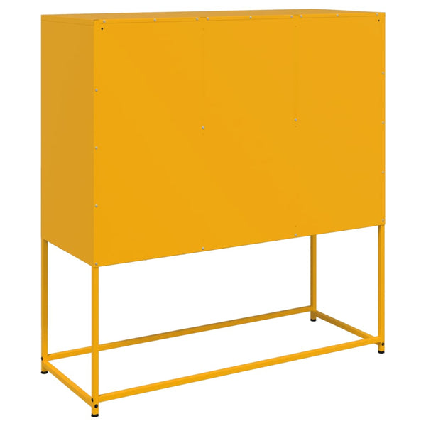 Senfgelbes Stahl Sideboard, 100cm