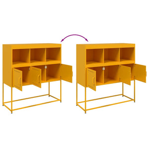 Senfgelbes Stahl Sideboard, 100cm