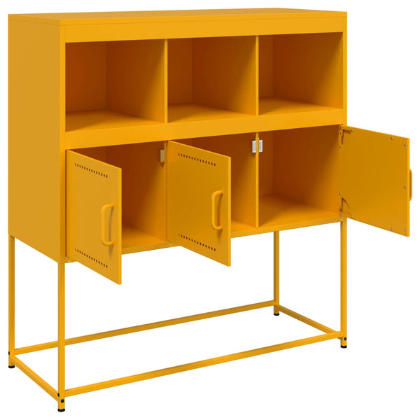 Senfgelbes Stahl Sideboard, 100cm