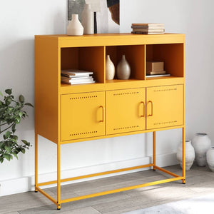 Senfgelbes Stahl Sideboard, 100cm