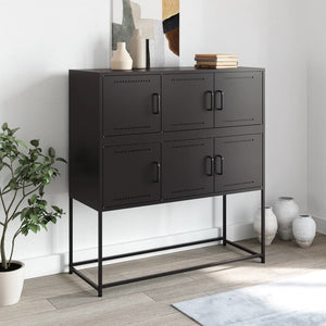 Schwarzes Stahl Sideboard, 100cm