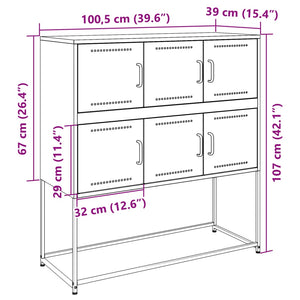 Schwarzes Stahl Sideboard, 100cm