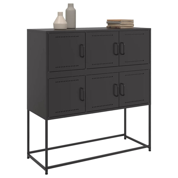 Schwarzes Stahl Sideboard, 100cm