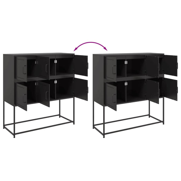 Schwarzes Stahl Sideboard, 100cm