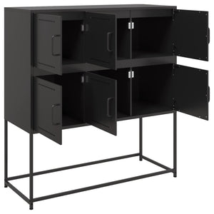 Schwarzes Stahl Sideboard, 100cm