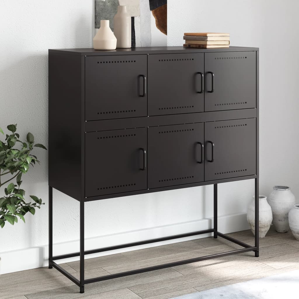 Schwarzes Stahl Sideboard, 100cm