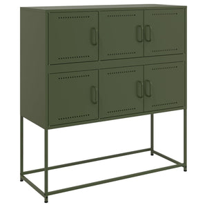 Olivgrünes Stahl Sideboard 100,5 cm