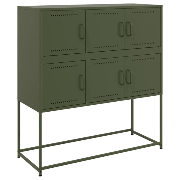 Olivgrünes Stahl Sideboard 100,5 cm