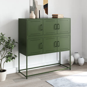 Olivgrünes Stahl Sideboard 100,5 cm