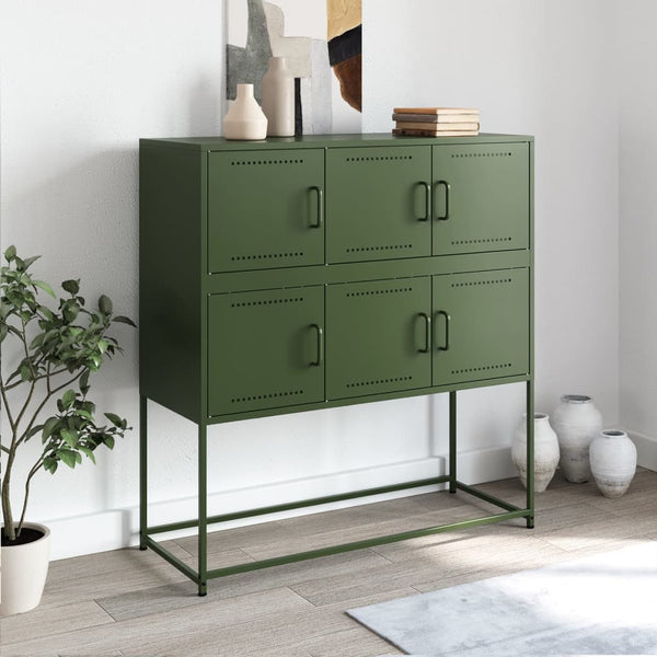 Olivgrünes Stahl Sideboard 100,5 cm