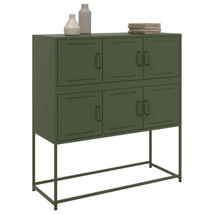 Olivgrünes Stahl Sideboard 100,5 cm