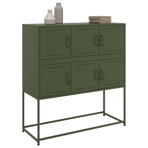 Olivgrünes Stahl Sideboard 100,5 cm