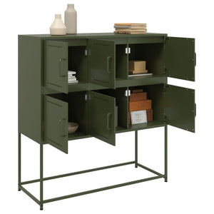 Olivgrünes Stahl Sideboard 100,5 cm