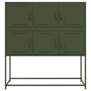 Olivgrünes Stahl Sideboard 100,5 cm