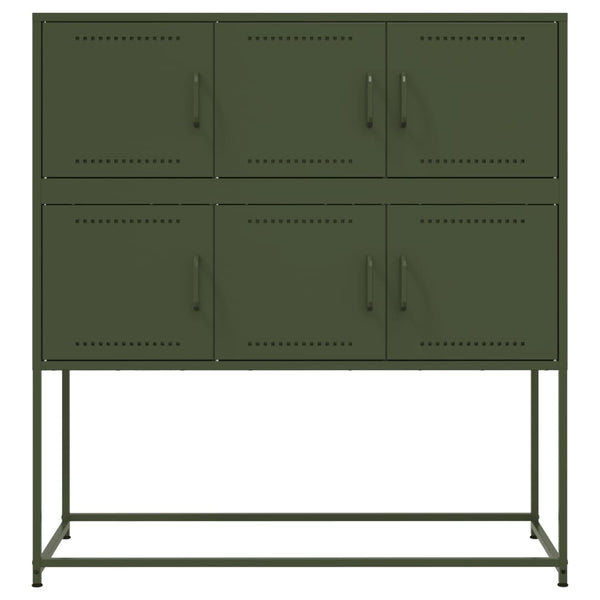 Olivgrünes Stahl Sideboard 100,5 cm