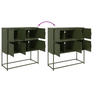 Olivgrünes Stahl Sideboard 100,5 cm