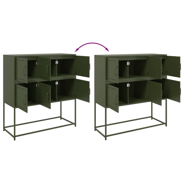 Olivgrünes Stahl Sideboard 100,5 cm