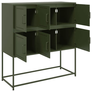 Olivgrünes Stahl Sideboard 100,5 cm