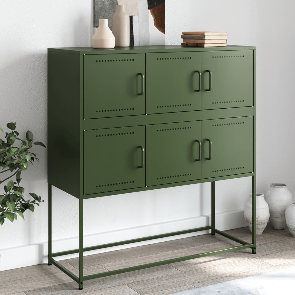Olivgrünes Stahl Sideboard 100,5 cm