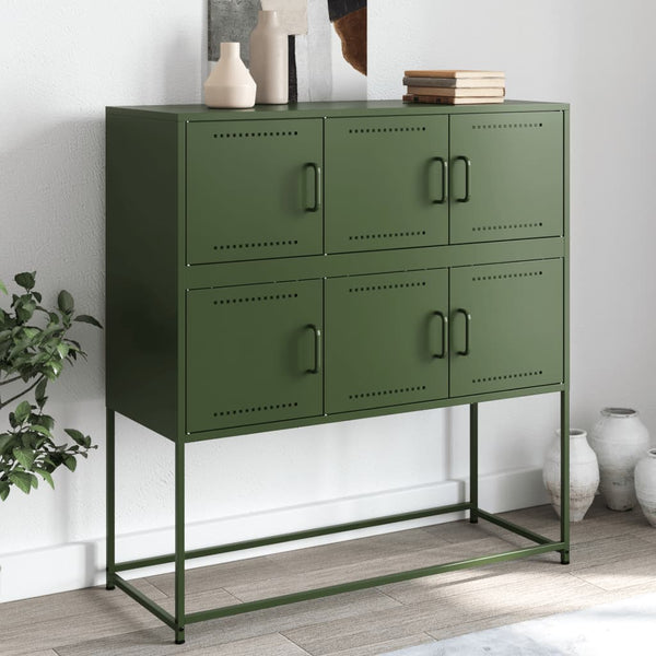 Olivgrünes Stahl Sideboard 100,5 cm