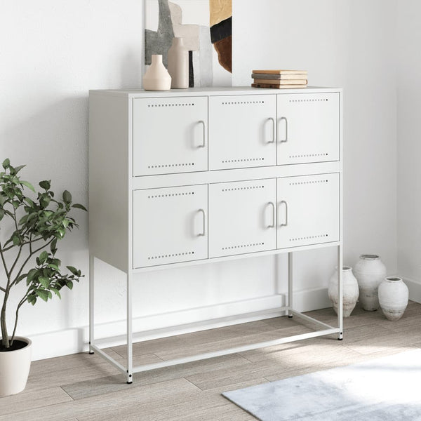 Weißes Stahl Sideboard, 100,5 cm