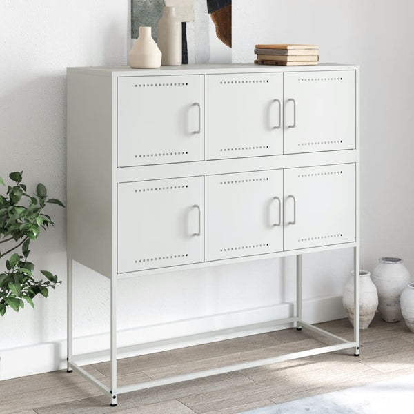 Weißes Stahl Sideboard, 100,5 cm