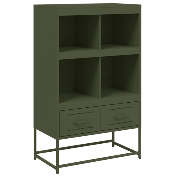 Olivgrünes Highboard aus Stahl, 68,5 cm
