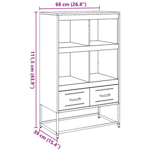 Olivgrünes Highboard aus Stahl, 68,5 cm