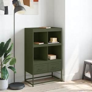 Olivgrünes Highboard aus Stahl, 68,5 cm