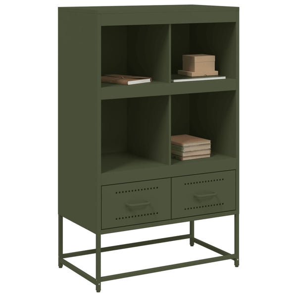 Olivgrünes Highboard aus Stahl, 68,5 cm