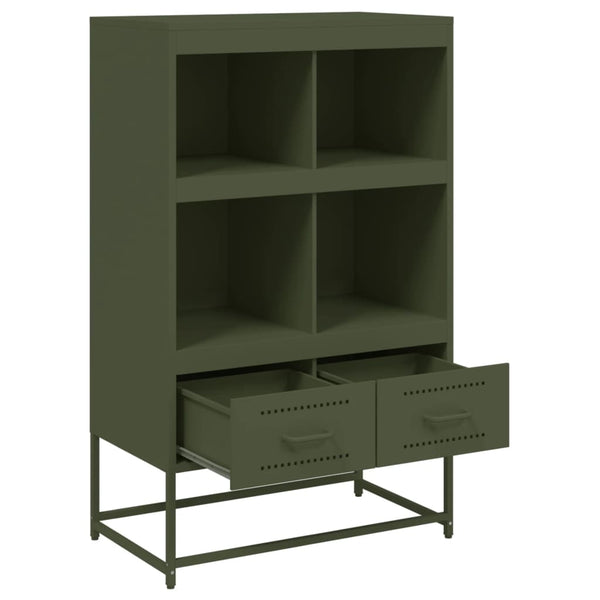 Olivgrünes Highboard aus Stahl, 68,5 cm