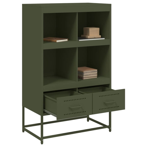 Olivgrünes Highboard aus Stahl, 68,5 cm