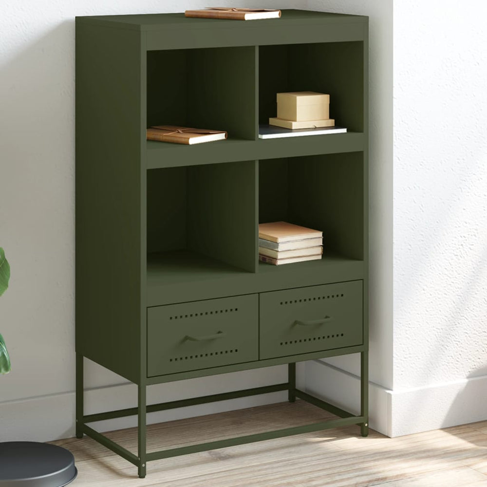 vidaXL Highboard Olive Green 68.5x39x111.5 cm Cold Rolled Steel
