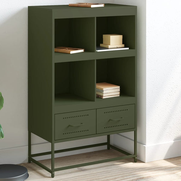 Olivgrünes Highboard aus Stahl, 68,5 cm