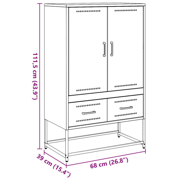 Rosa Highboard, 68 cm Stahl-Schrank