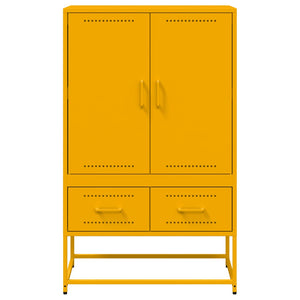 Senfgelbes Highboard aus Stahl, 68 cm