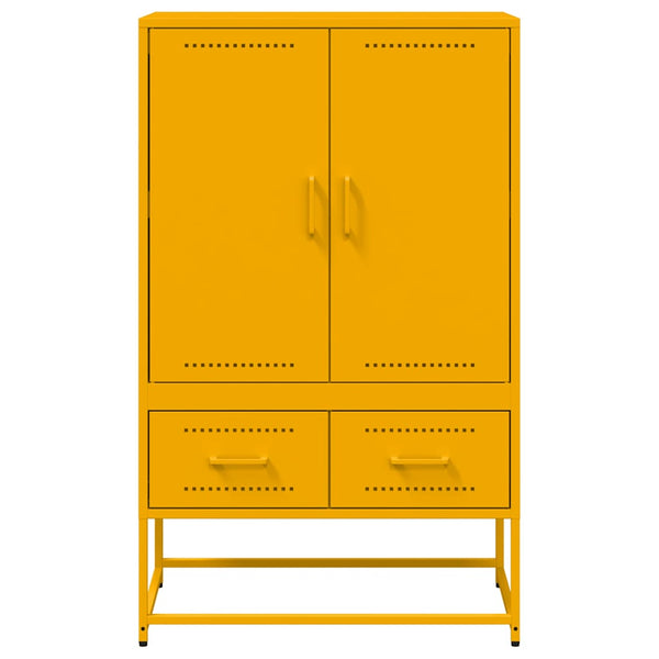 Senfgelbes Highboard aus Stahl, 68 cm