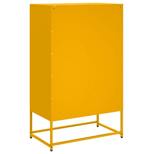 Senfgelbes Highboard aus Stahl, 68 cm