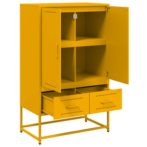 Senfgelbes Highboard aus Stahl, 68 cm