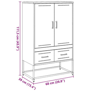 Senfgelbes Highboard aus Stahl, 68 cm