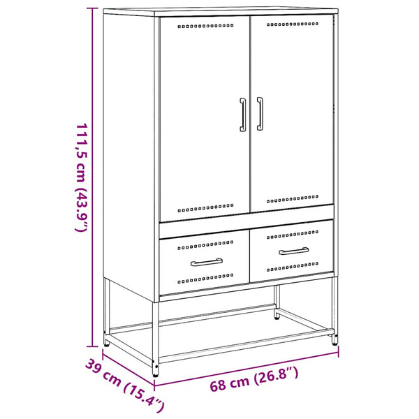 Senfgelbes Highboard aus Stahl, 68 cm