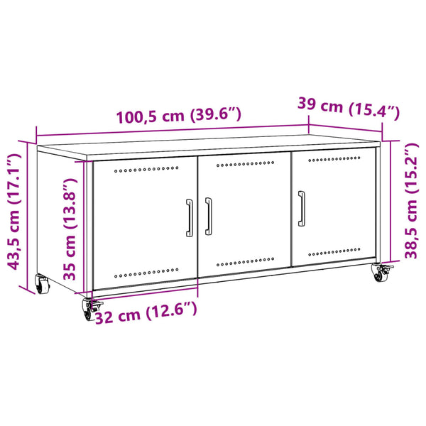 TV-Schrank Olivgrün Stahl 100,5 cm