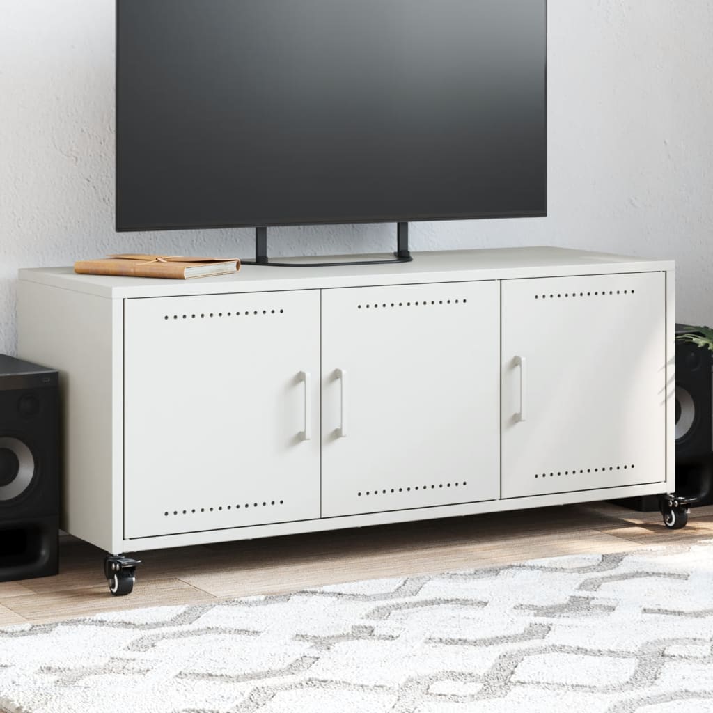 Weißer TV-Schrank aus Stahl, 100,5 cm