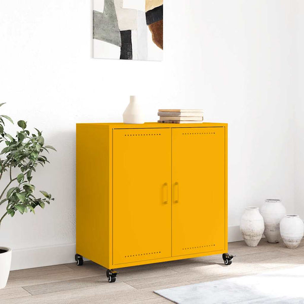 Senfgelbes Stahl-Sideboard, 68 cm