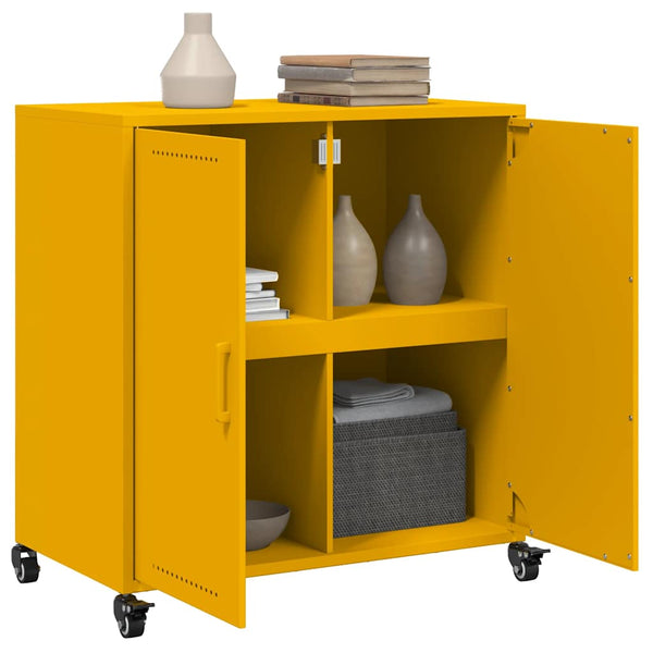 Senfgelbes Stahl-Sideboard, 68 cm