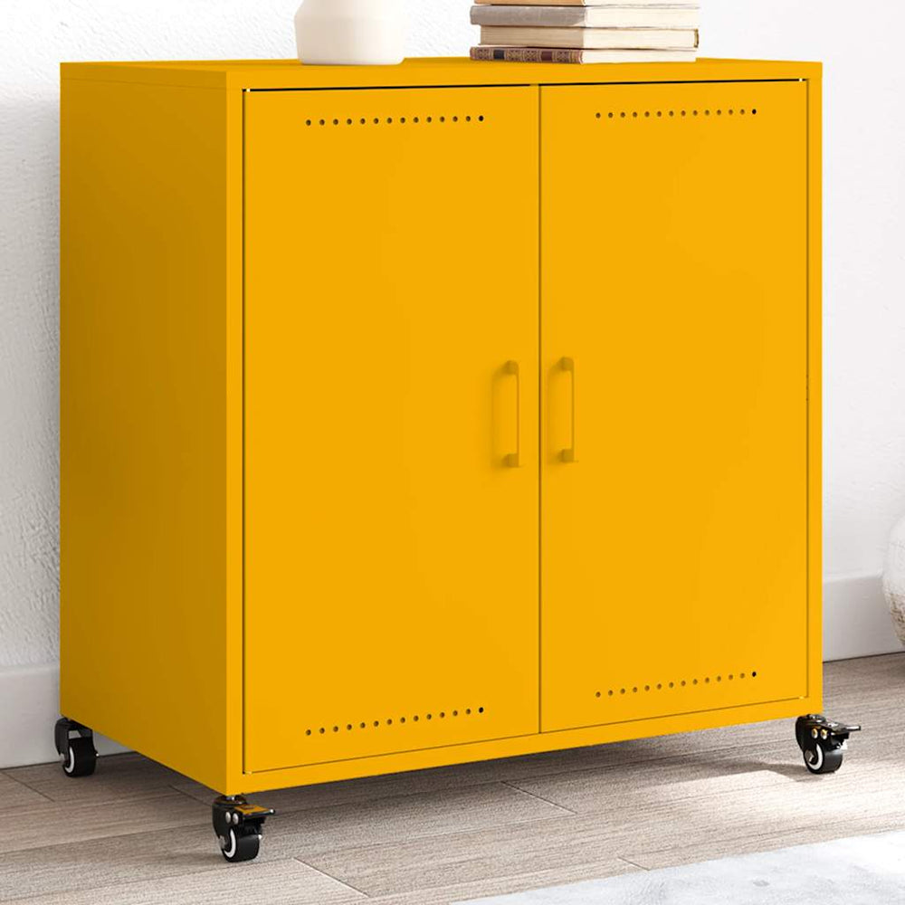 Senfgelbes Stahl-Sideboard, 68 cm