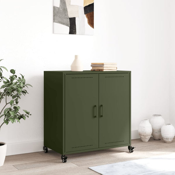 Olivgrünes Sideboard 68 cm Stahl