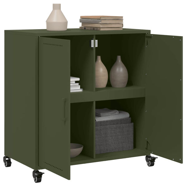 Olivgrünes Sideboard 68 cm Stahl