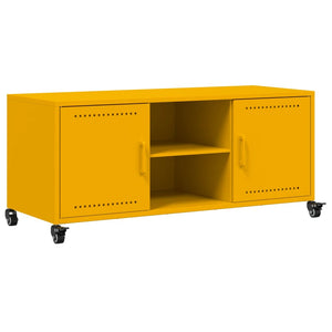 Senfgelber TV-Schrank aus Stahl